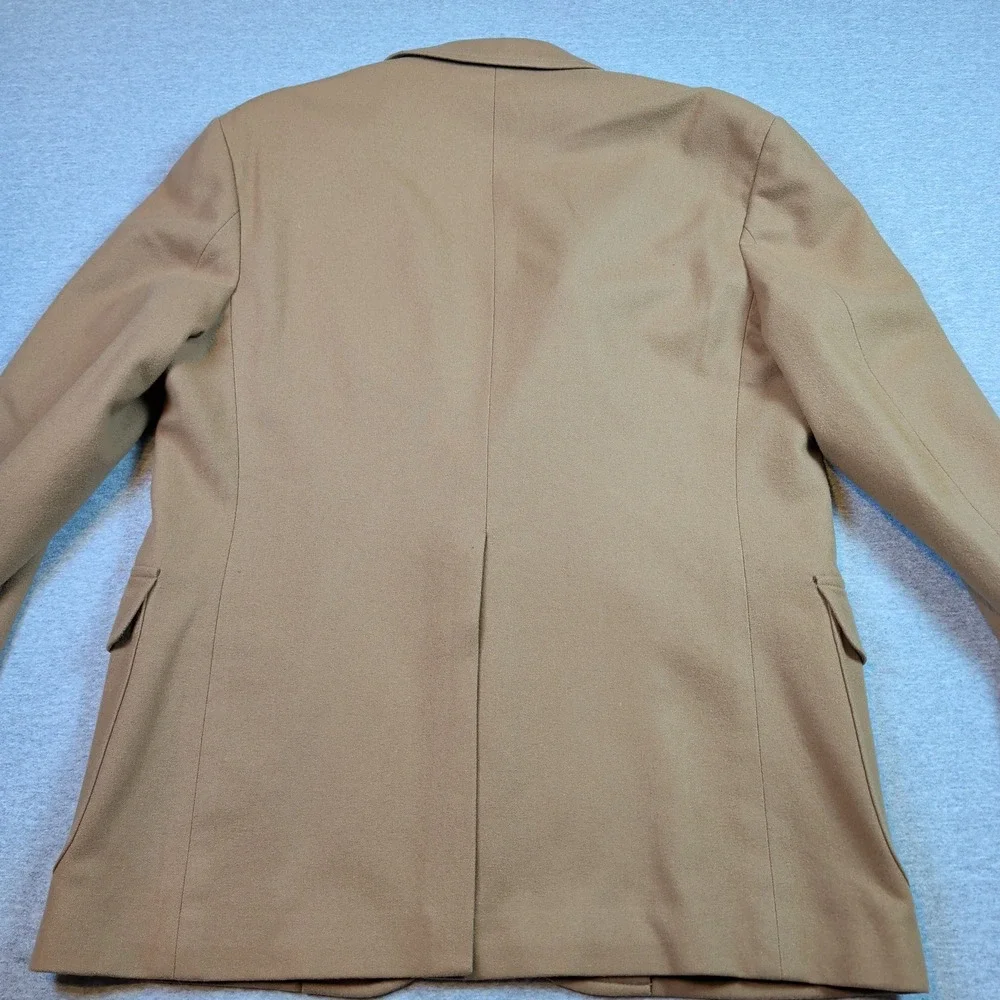 Pendleton Mens 42 Virgin Wool Blazer Camel Tan Crest Button Sport Coat USA Made